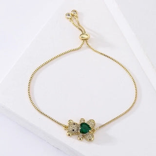 Emerald Bear Bracelet – 18K Gold Plated